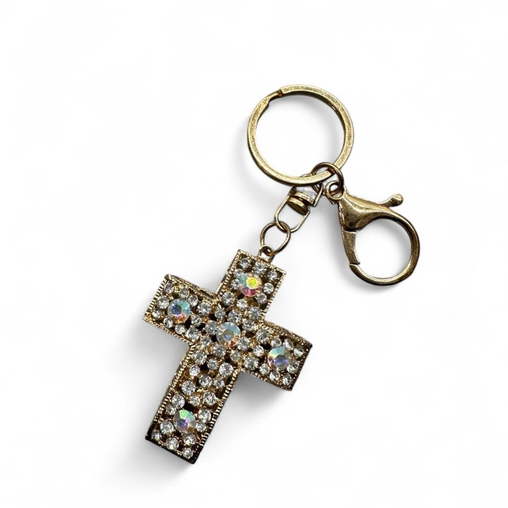 Gold Crystal Cross Key Holder